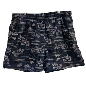 OP Mens Black Silver Gray Palm Trees Swim Trunks Shorts Lined Size XL 40-42